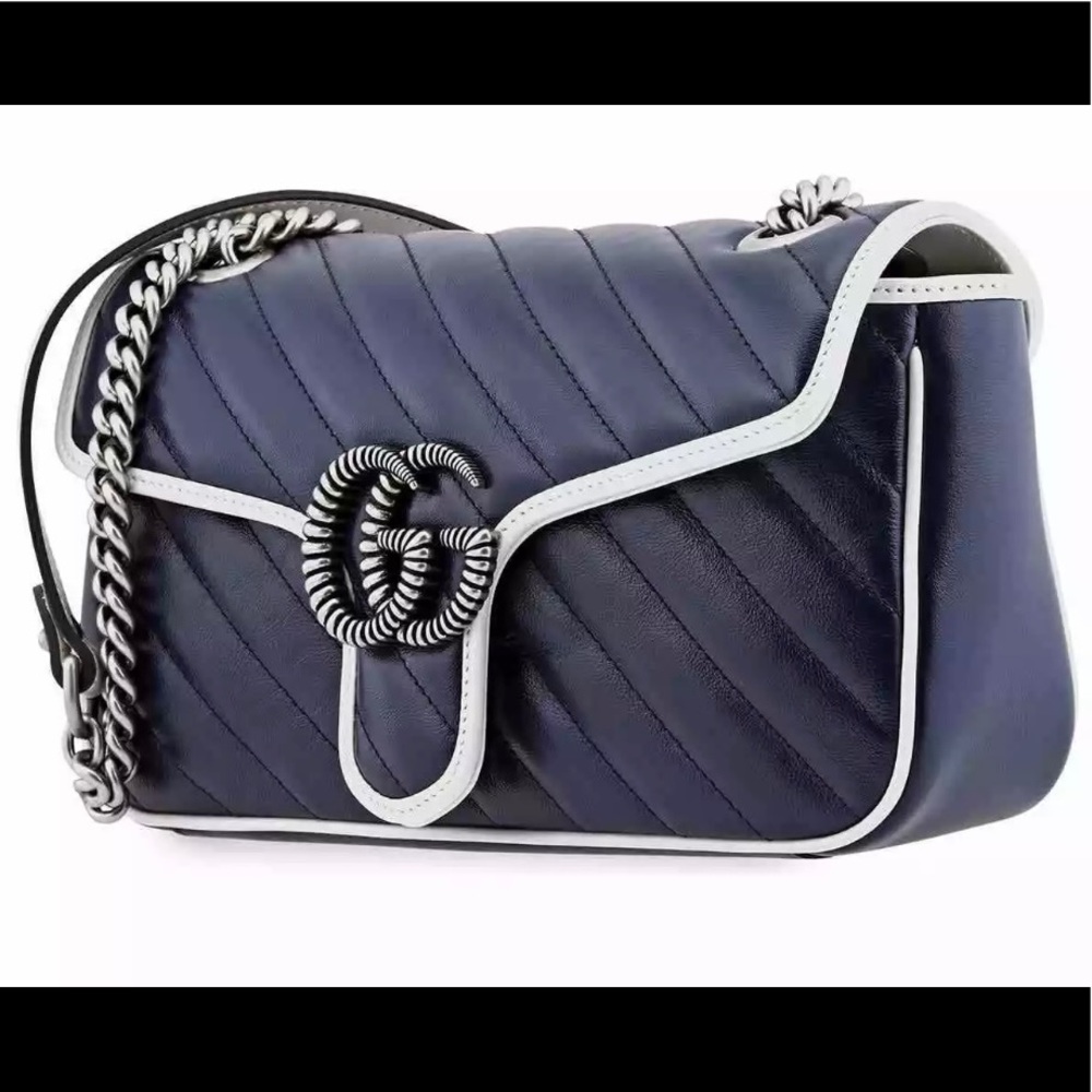 Gucci Ladies GG Marmont Small Shoulder Bag in blue